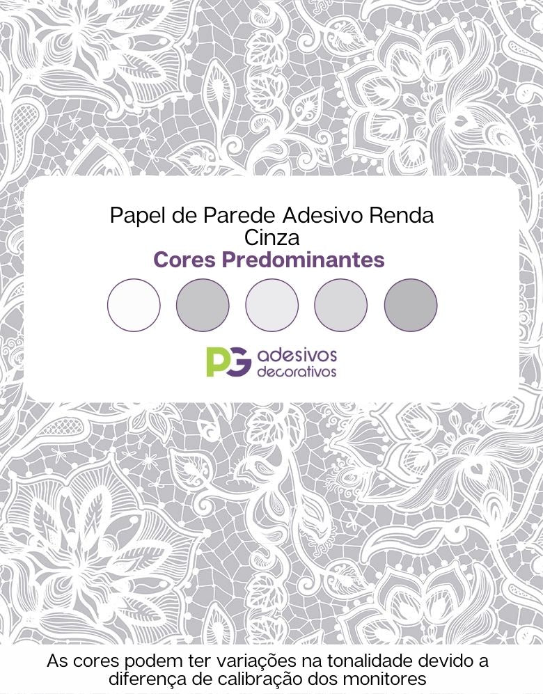 Papel de Parede Adesivo Renda Cinza