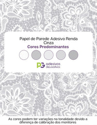 Papel de Parede Adesivo Renda Cinza