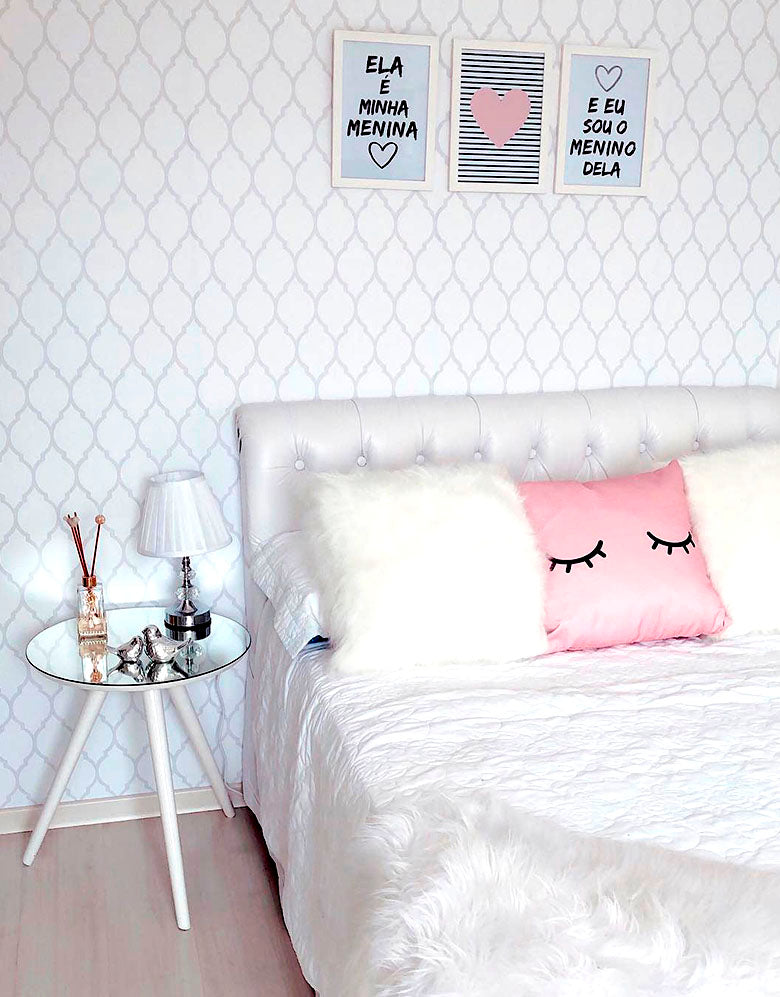 Papel De Parede Adesivo Geométrico Branco