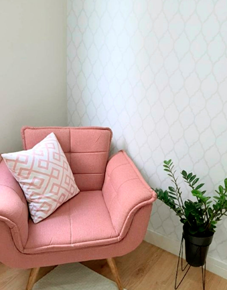 KIT DE 3 ROLOS - 2,50m x 50cm - Papel De Parede Adesivo Geométrico Branco