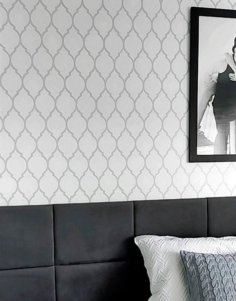 Papel De Parede Adesivo Geométrico Branco 2,50m x 50cm