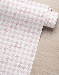 Papel de Parede Adesivo Pied de Poule Rosa Aquarela