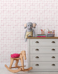 Papel de Parede Adesivo Pied de Poule Rosa Aquarela