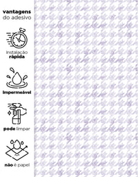 Papel de Parede Adesivo Pied de Poule Lilás Aquarela