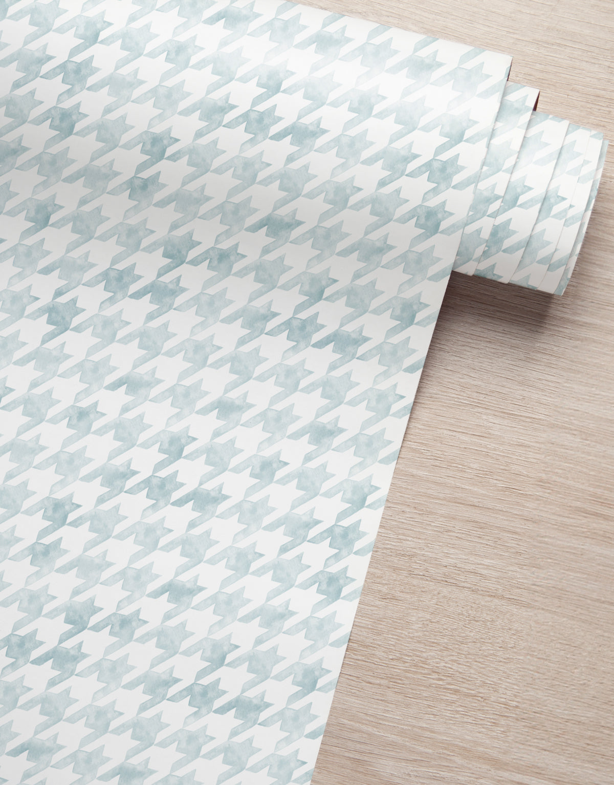 Papel de Parede Adesivo Pied de Poule Azul Aquarela