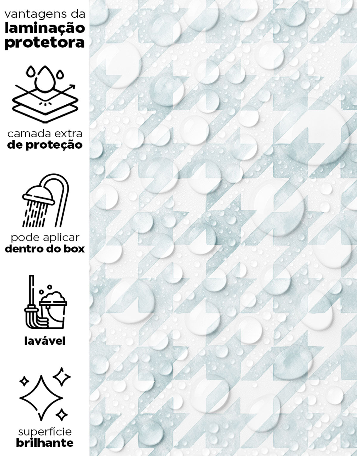 Papel de Parede Adesivo Pied de Poule Azul Aquarela