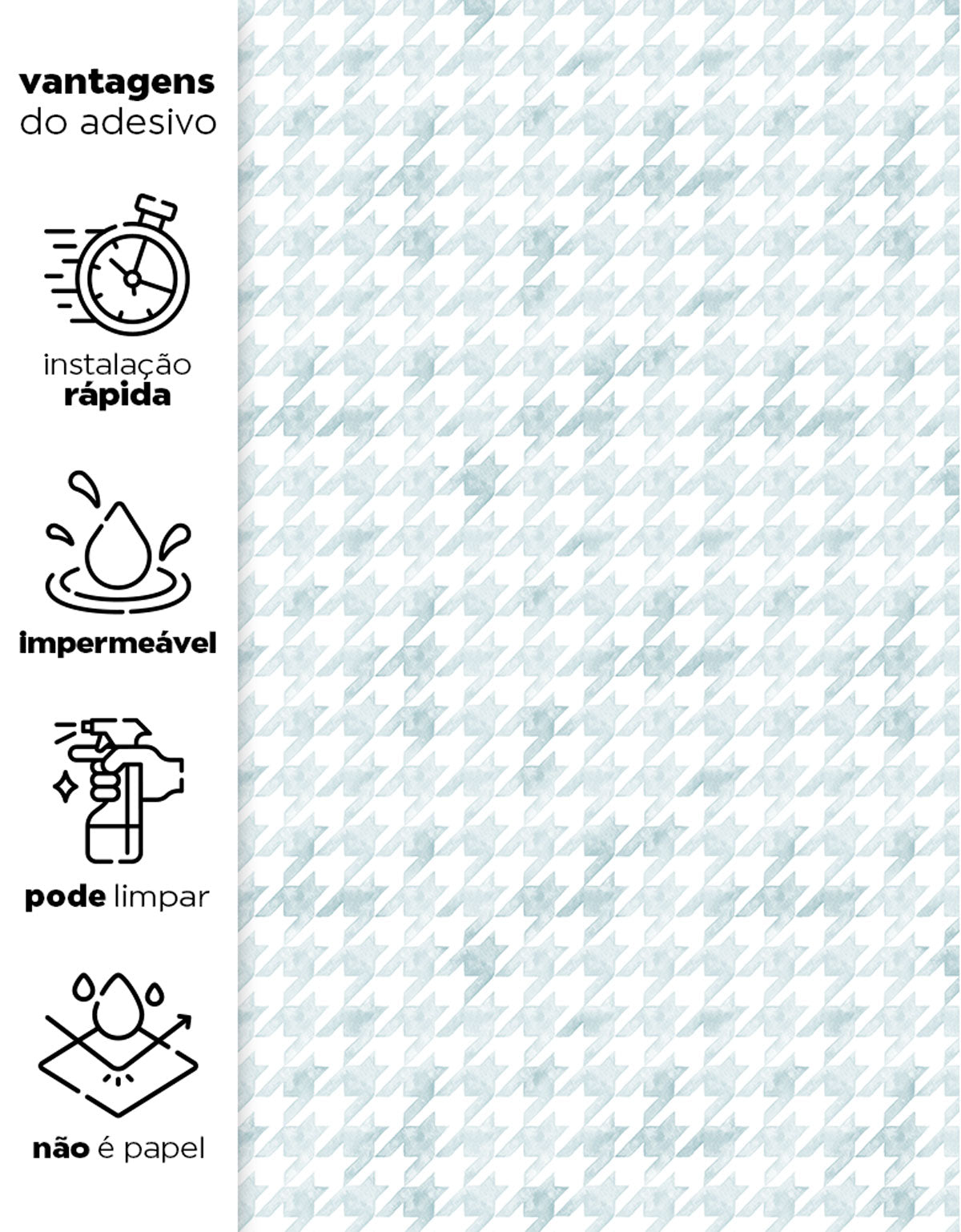 Papel de Parede Adesivo Pied de Poule Azul Aquarela