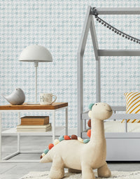 Papel de Parede Adesivo Pied de Poule Azul Aquarela