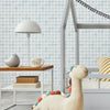 Papel de Parede Adesivo Pied de Poule Azul Aquarela