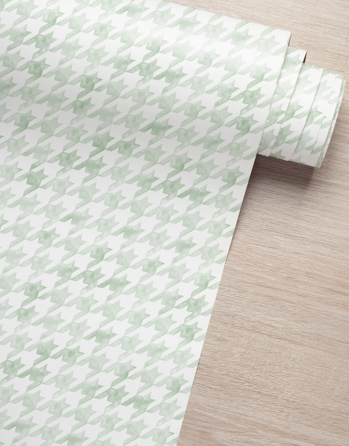 Papel de Parede Adesivo Pied de Poule Verde Aquarela