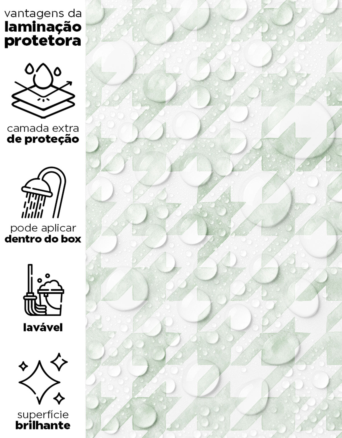 Papel de Parede Adesivo Pied de Poule Verde Aquarela