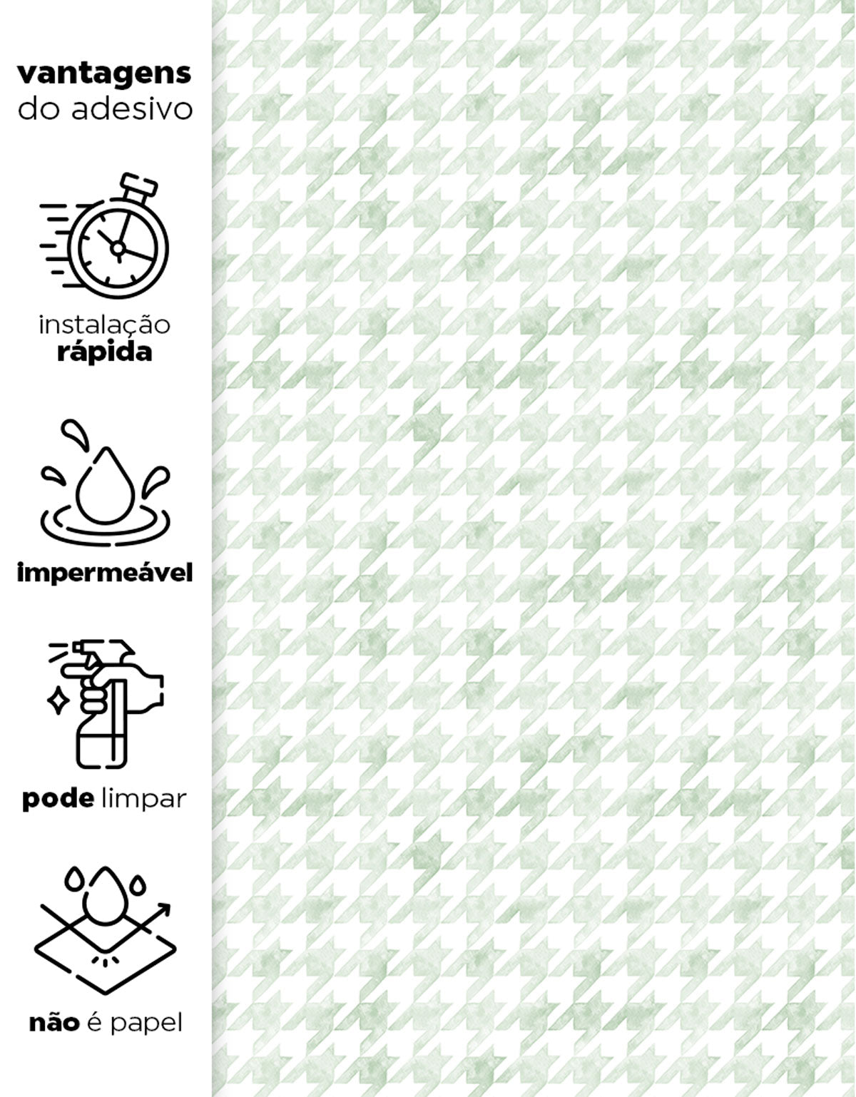 Papel de Parede Adesivo Pied de Poule Verde Aquarela