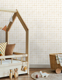 Papel de Parede Adesivo Pied de Poule Amarelo Aquarela