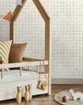 Papel de Parede Adesivo Pied de Poule Amarelo Aquarela