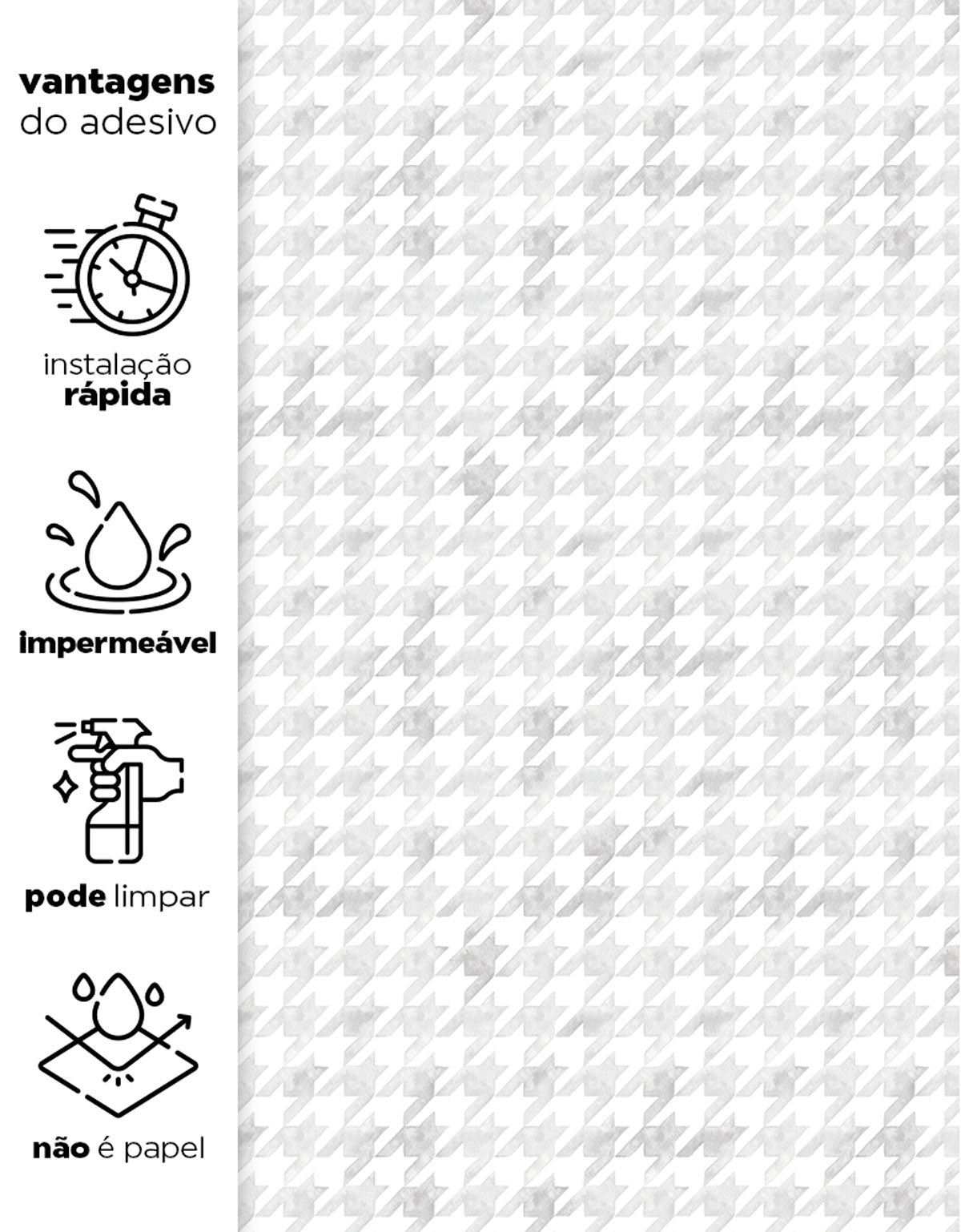 Papel de Parede Adesivo Pied de Poule Cinza Aquarela