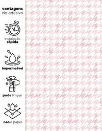 Papel de Parede Adesivo Pied de Poule Rosa Aquarela