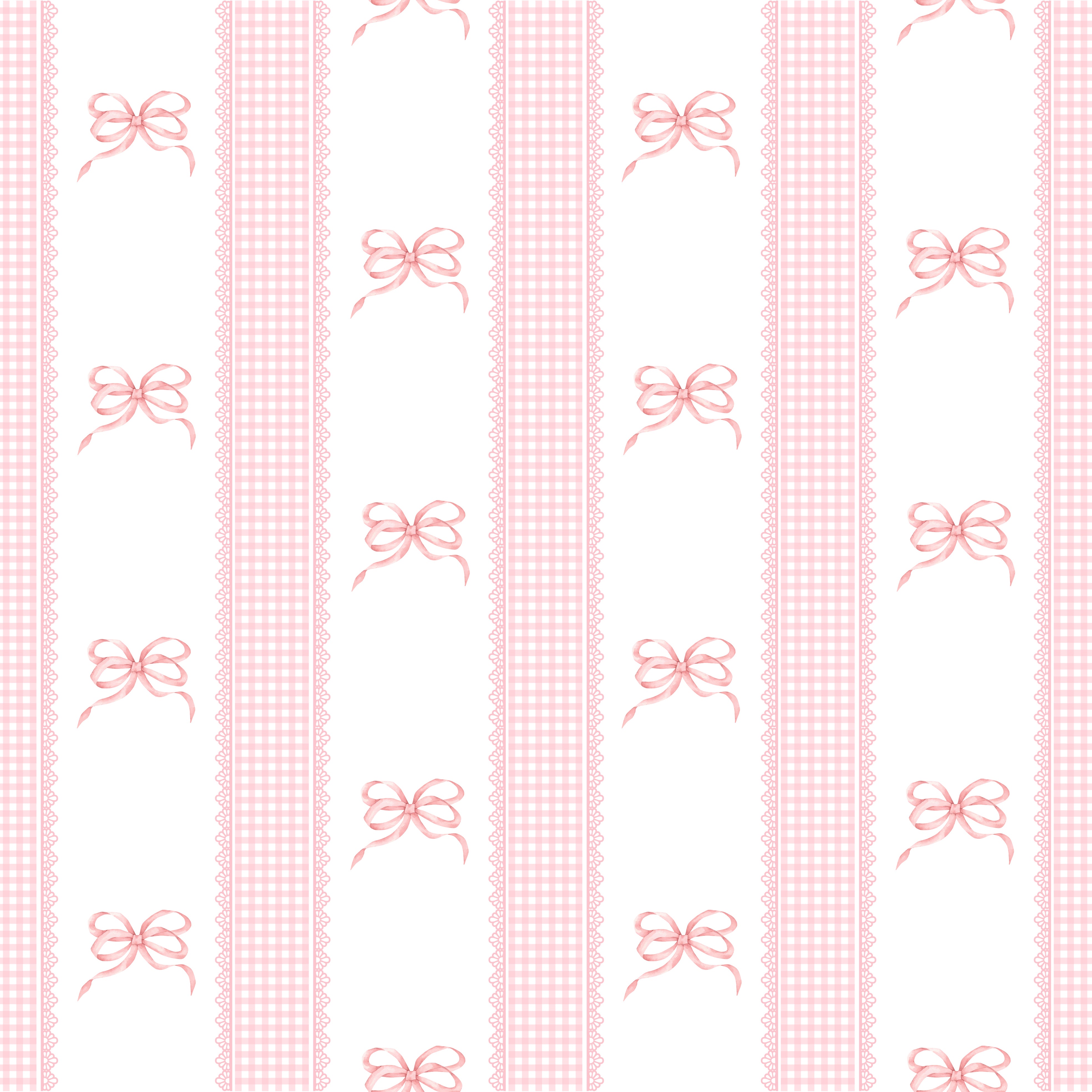 Papel de Parede Adesivo Laços Rosa Listrado Xadrez