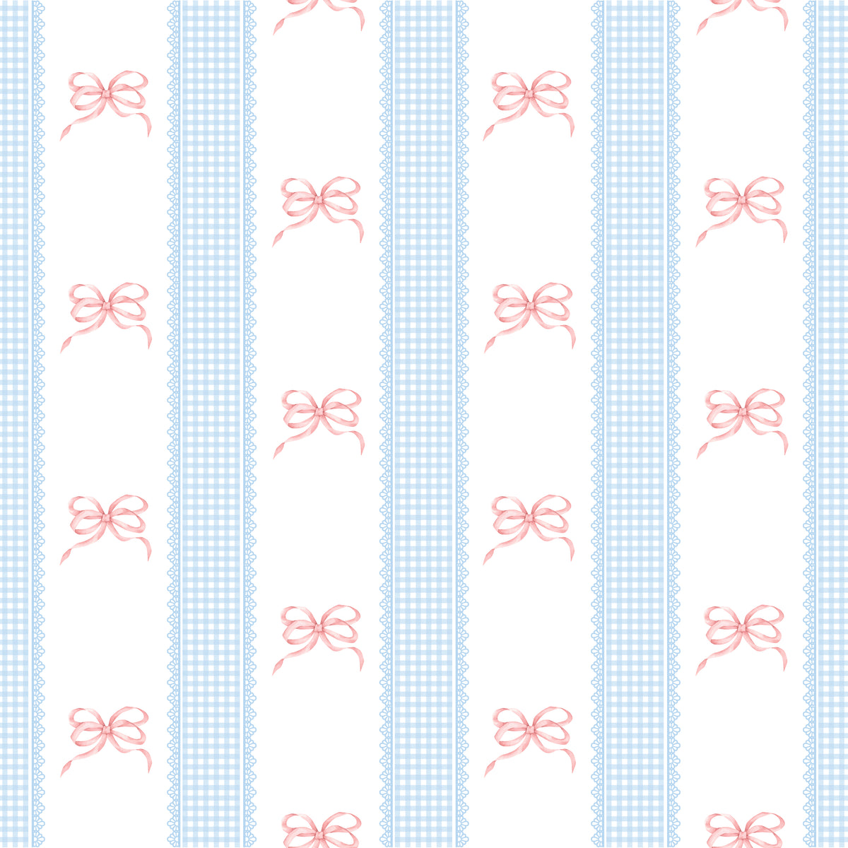 Papel de Parede Adesivo Laços Rosa Listrado Xadrez Azul