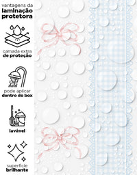 Papel de Parede Adesivo Laços Rosa Listrado Xadrez Azul
