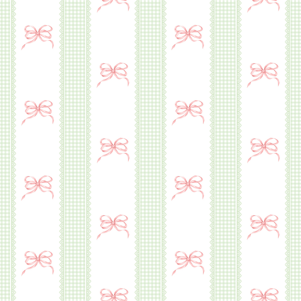 Papel de Parede Adesivo Laços Rosa Listrado Xadrez Verde