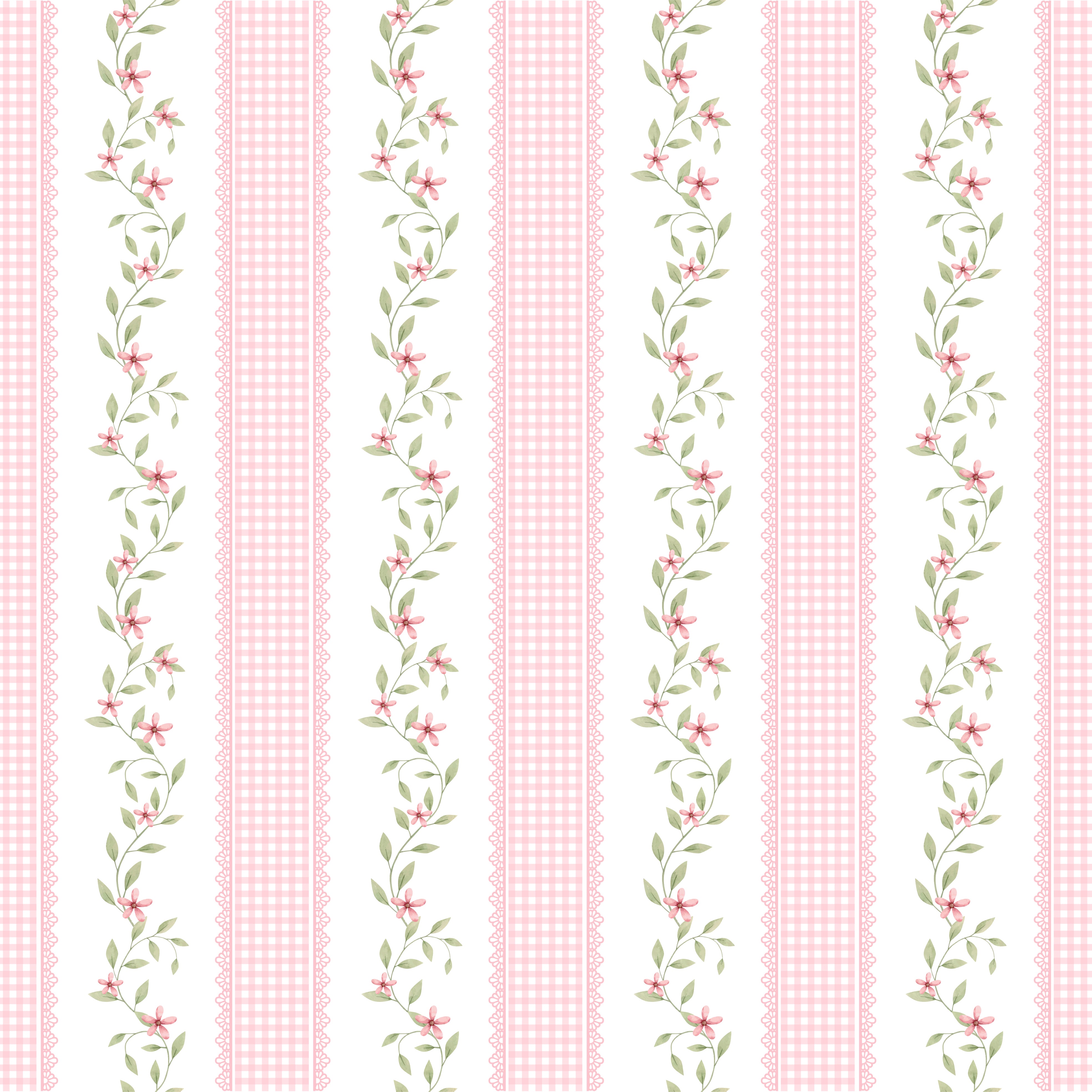 Papel de Parede Adesivo Ramo Floral Listra Rosa