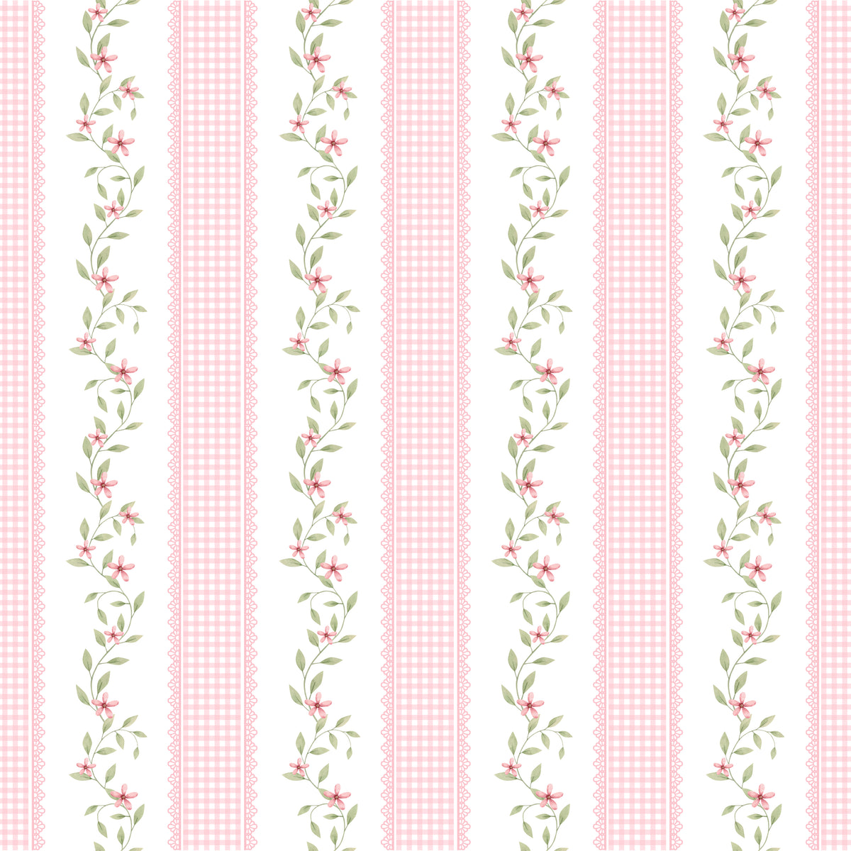 Papel de Parede Adesivo Ramo Floral Listra Rosa
