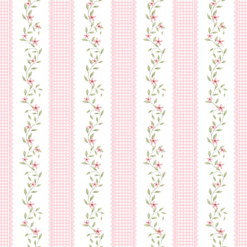 Papel de Parede Adesivo Ramo Floral Listra Rosa