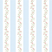 Papel de Parede Adesivo Ramo Floral Listrado Azul