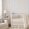 Papel de Parede Adesivo Ramo Floral Listrado Azul