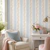 Papel de Parede Adesivo Ramo Floral Listrado Azul