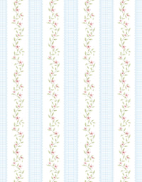 Papel de Parede Adesivo Ramo Floral Listrado Azul
