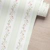 Papel de Parede Adesivo Ramo Floral Listrado Verde