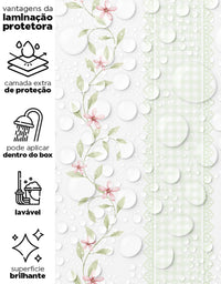 Papel de Parede Adesivo Ramo Floral Listrado Verde