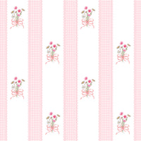 Papel de Parede Adesivo Buquê de Flor Listrado Rosa