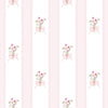 Papel de Parede Adesivo Buquê de Flor Listrado Rosa