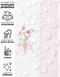 Papel de Parede Adesivo Buquê de Flor Listrado Rosa