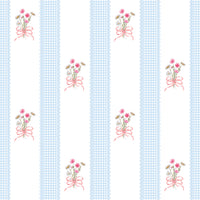 Papel de Parede Adesivo Buquê de Flor Listrado Azul