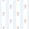 Papel de Parede Adesivo Buquê de Flor Listrado Azul