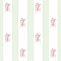 Papel de Parede Adesivo Buquê de Flor Listrado Verde