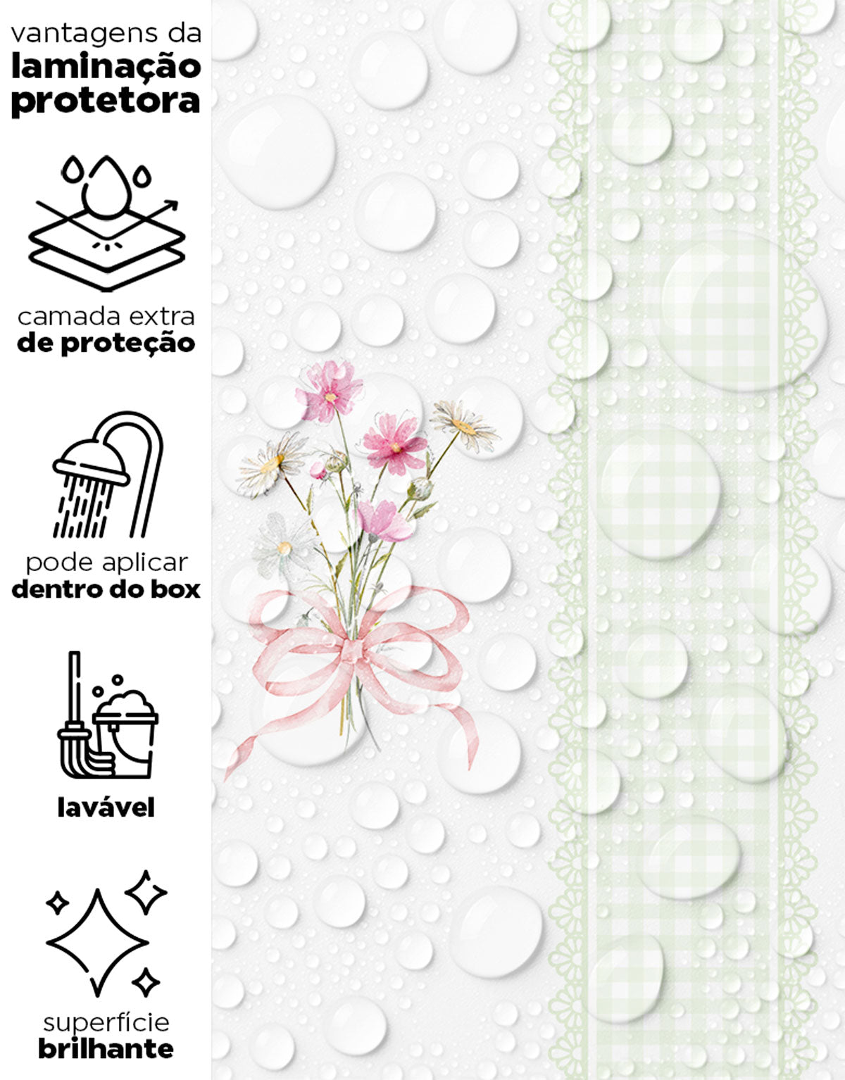 Papel de Parede Adesivo Buquê de Flor Listrado Verde