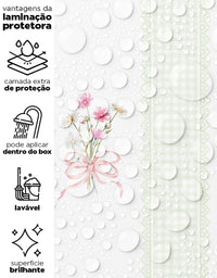 Papel de Parede Adesivo Buquê de Flor Listrado Verde