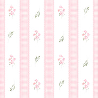 Papel de Parede Adesivo Floral Rosa Listrado Provençal