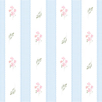 Papel de Parede Adesivo Floral Listrado Azul Provençal