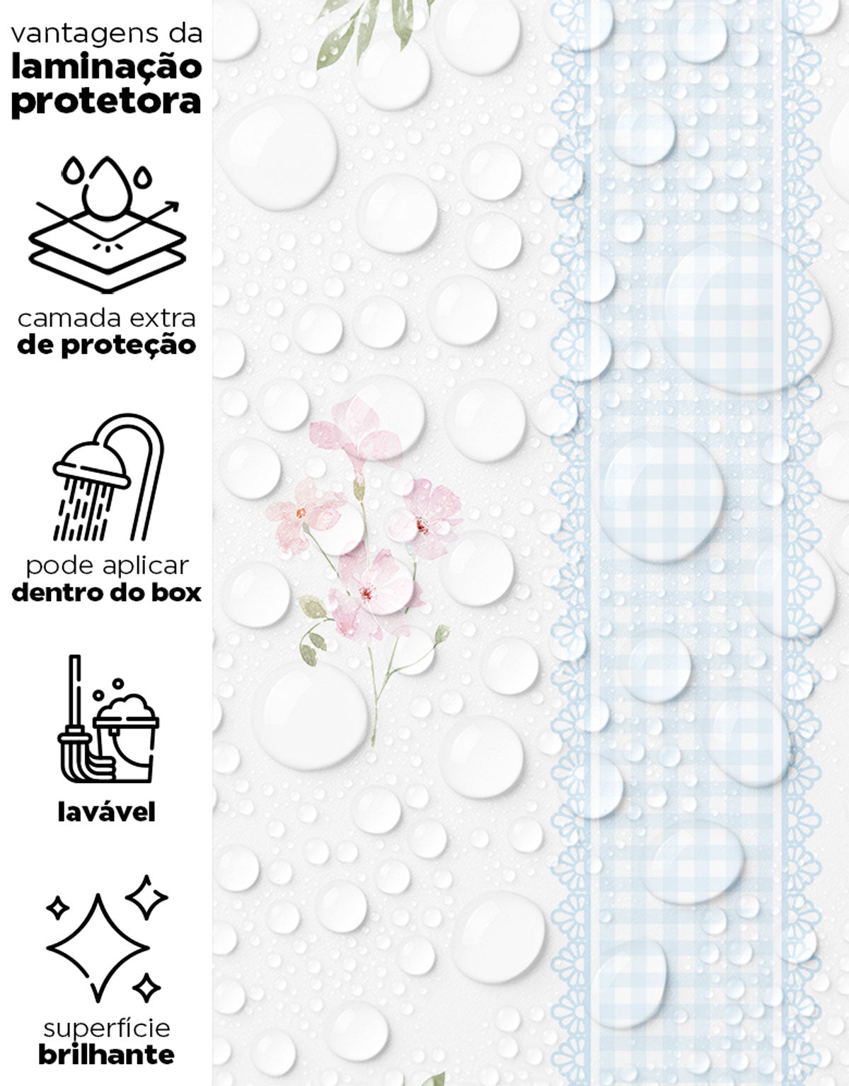 Papel de Parede Adesivo Floral Listrado Azul Provençal