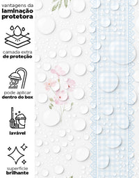 Papel de Parede Adesivo Floral Listrado Azul Provençal