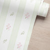 Papel de Parede Adesivo Floral Listrado Verde Provençal