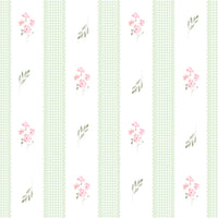 Papel de Parede Adesivo Floral Listrado Verde Provençal