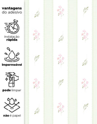 Papel de Parede Adesivo Floral Listrado Verde Provençal