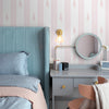 Papel de Parede Adesivo Floral Listrado Rosa