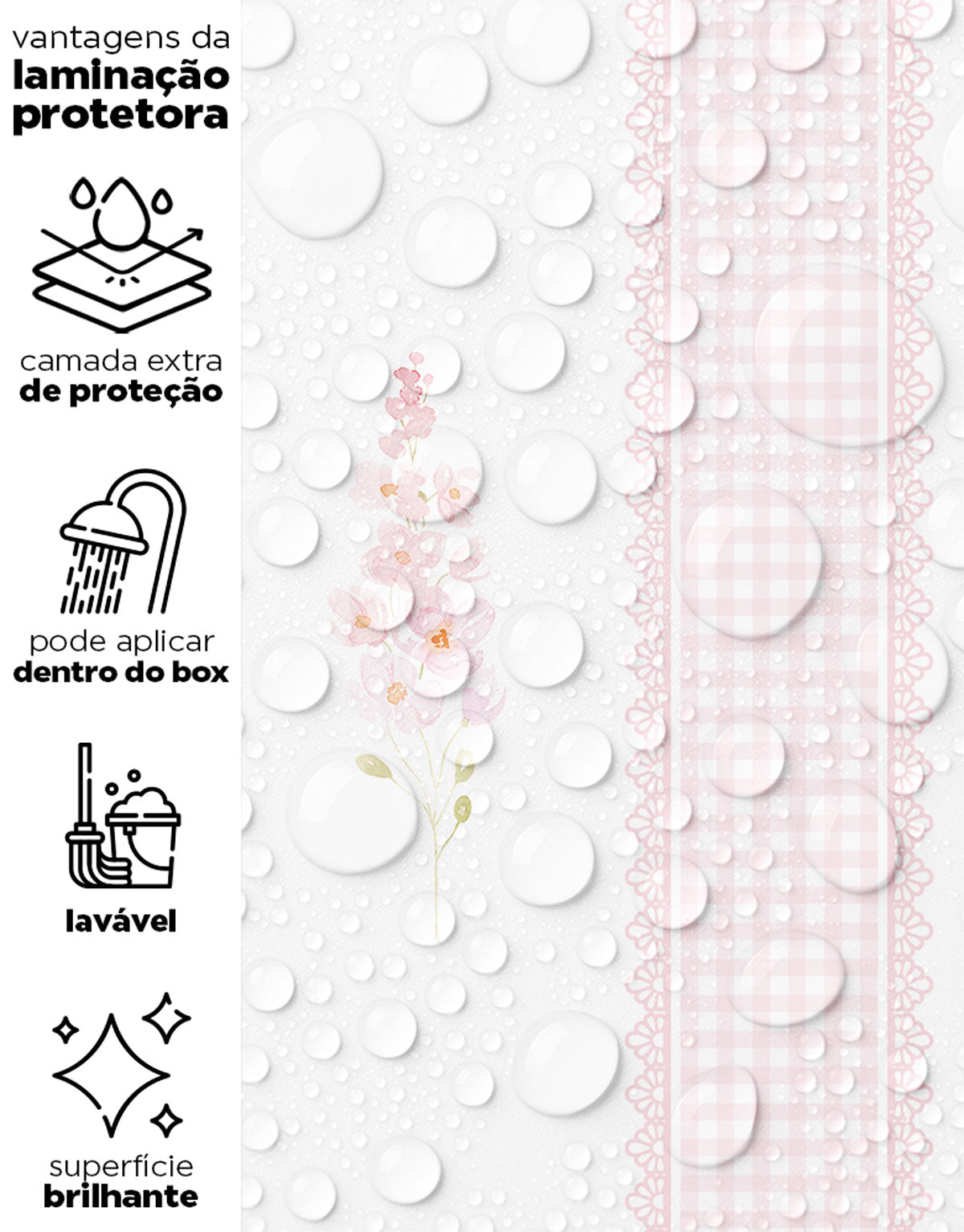 Papel de Parede Adesivo Floral Listrado Rosa